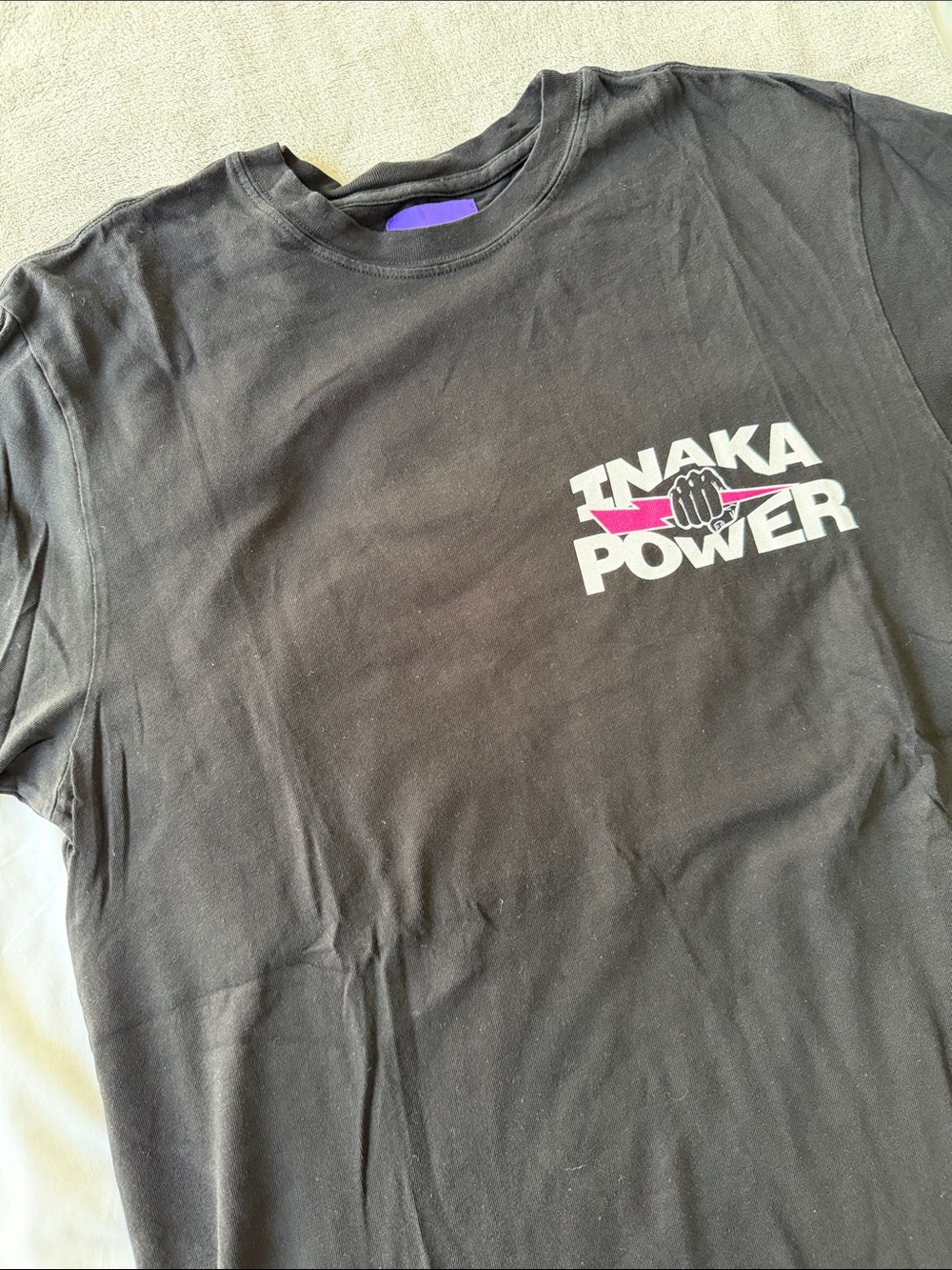 Inaka Power Black Tee with Pink Accent Graphic